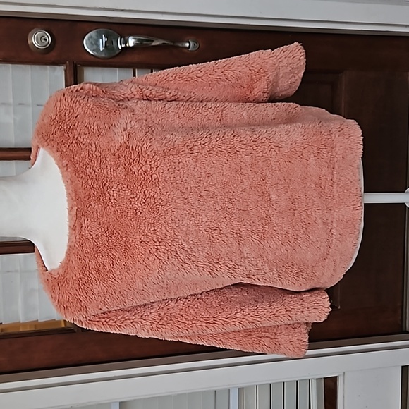 Madewell Coral Fuzzy Sherpa Teddy  Pullover Sweater - Picture 3 of 6